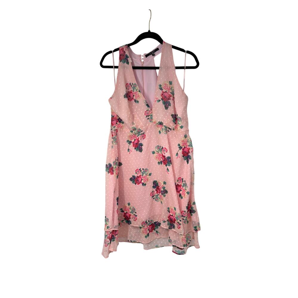 19 Cooper Women's Floral Swiss Dot Fit and Flare Halter Dress XL